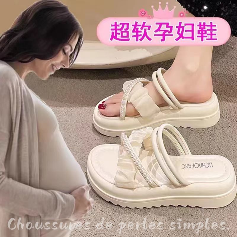 two-way sandals summer outdoor ins fashionable 2024 new fashion pearl fairy style with skirt platform sandals