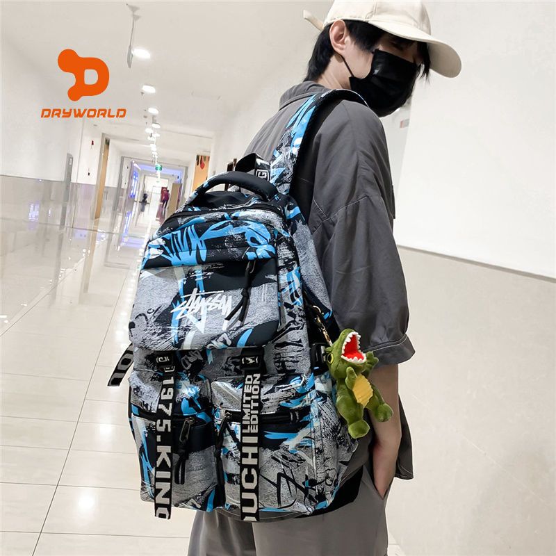 dryworld schoolbag male college student large capacity high school junior high school student fashion all-match graffiti backpack backpack female