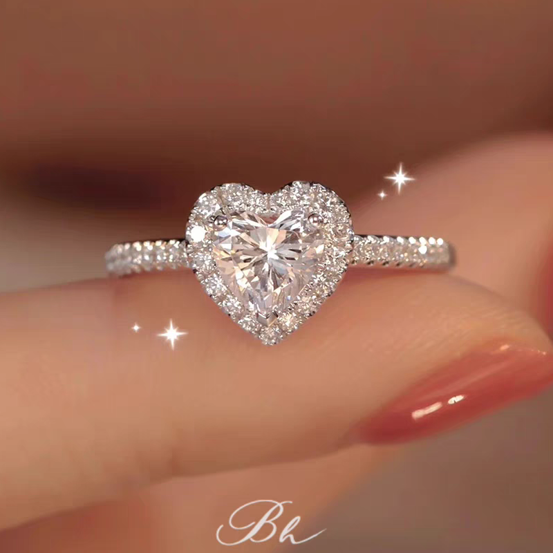 moissanite diamond ring female love heart-shaped ring 1 karat proposal marriage engagement for girlfriend 2024 new