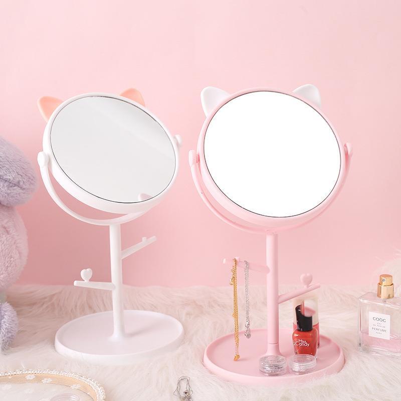 creative card holder  ear desktop hd makeup mirror dormitory room desktop storage girl princess dressing mirror