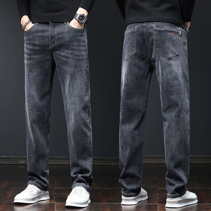 men‘s jeans spring and autumn loose straight washed trousers 2024 new autumn fashion brand stretch casual pants