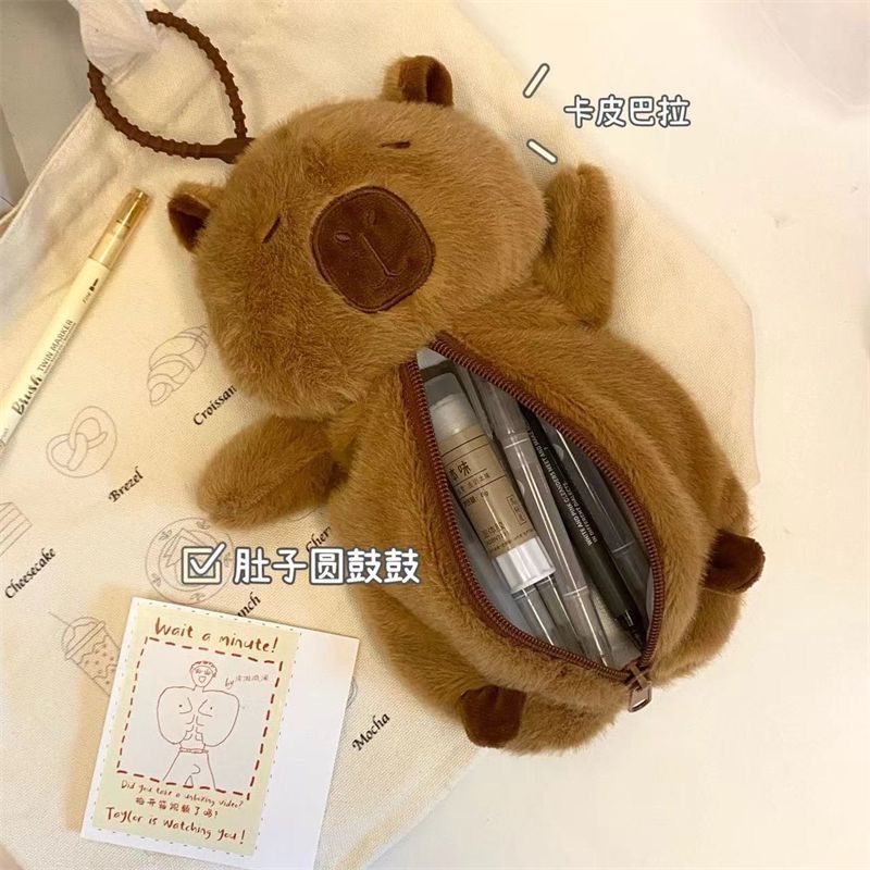 cute cartoon capilla plush pencil case small capybara doll student desktop storage pencil case pencil case birthday gift