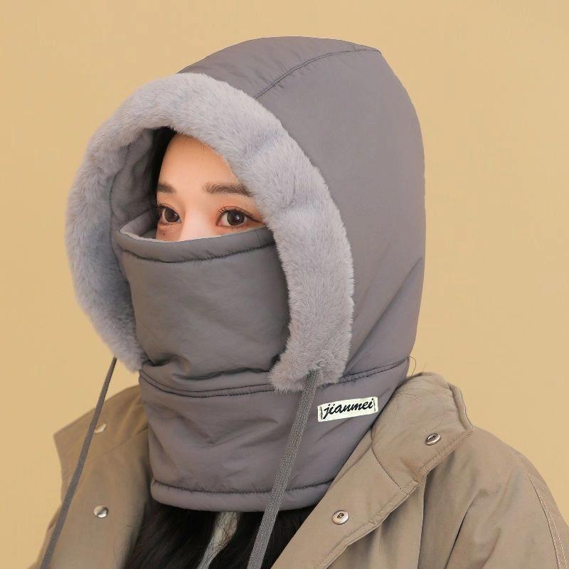 [elastic/not-too-tight] cold-proof motorcycle scarf head cover one-piece hat winter thickened hat women‘s