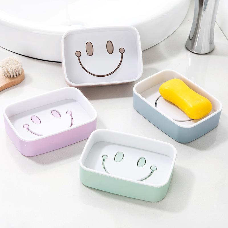 punch free soap box smiling face soap box bathroom soap holder bathroom draining soap rack large storage rack