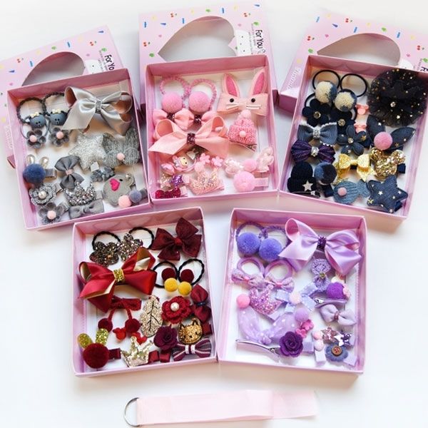 Girls Children Hair Accessories Gift Box Suit Princess Barrettes Rubber Band Hair Rope Hair Band Hairpin Baby Does Not Hurt Hair Clip
