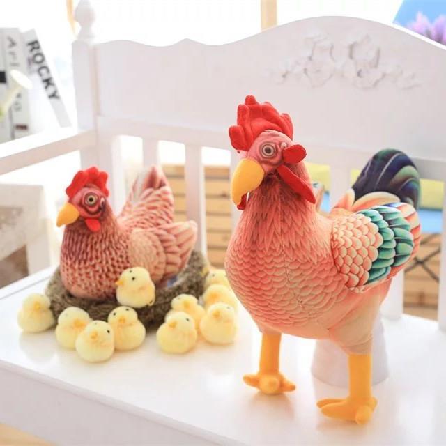 Toy Chicken Year Mascot Chicken Doll Old Hen Chicken Coop Hatching Chicken Cock Children's Plush Toys Gift Present