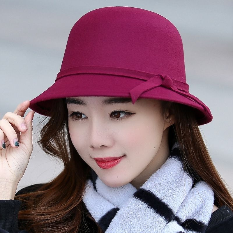 autumn and winter hat for women fashion british big brim top hat warm woolen hat spring and autumn korean bucket hat outdoor retro felt cap