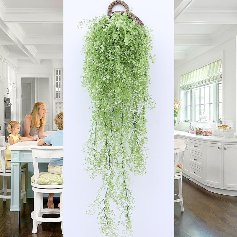 Artificial Golden Bell Willow Living Room Wall Decoration Indoor Greenery Wall-Mounted Flower Vine Hanging Rattan Plant Fake Flower Vine