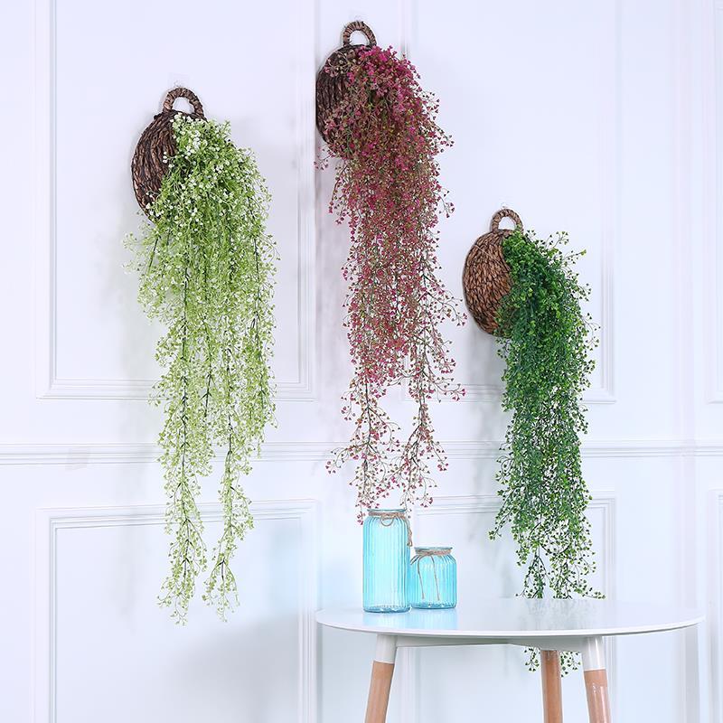 Artificial Golden Bell Willow Living Room Wall Decoration Indoor Greenery Wall-Mounted Flower Vine Hanging Rattan Plant Fake Flower Vine