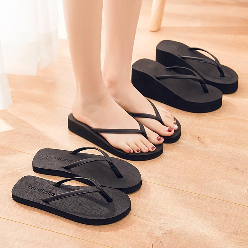 men‘s and women‘s flip flops slippers fashionable beach outdoor wear students flat heel mid-heel high heel non-slip bathroom bath