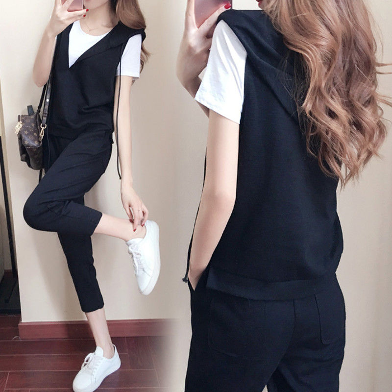 single piece/suit 2021 new large size women‘s clothing adult lady like woman goddess fat sister slimming pants fashionable three-piece suit summer