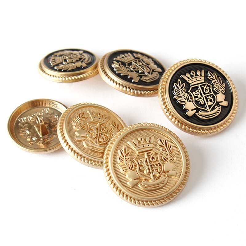 high-end metal buttons men‘s women‘s woolen coat coat top fashion all-match round golden decoration buttons