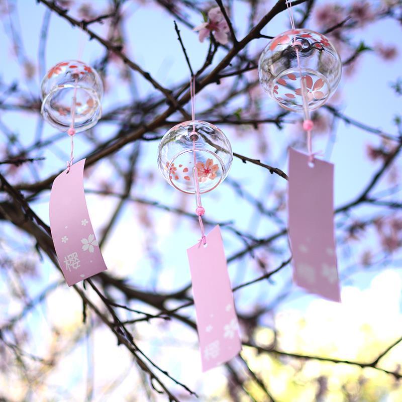 glass cherry blossom campanula bells creative bedroom pendants meditation summer and wind hangings ornaments girl japanese japanese style