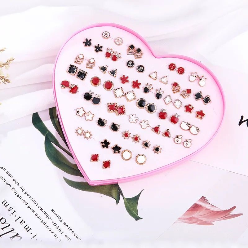 [36-to-Gift Set] Korean-Style Anti-Allergy Earrings Elegant Female Student Simple Personalized All-Match Earrings Ear Bar