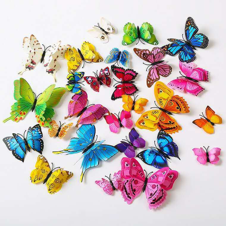 3D Three-Dimensional Butterfly Wall Sticker Bedroom Decorations Refridgerator Magnets Magnetic Sticker Glass Sticker Decoration Wallpaper Self-Adhesive Stickers