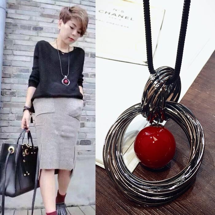 new japanese and korean women‘s long pendant decorative necklace accessories simple hanging ornaments sweater chain pendant pendant spring and summer fashion