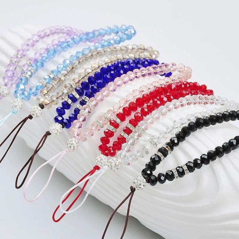 mobile phone lanyard crystal neck rope crystal lanyard mobile phone lanyard universal hang rope apple pendant 8mm bead pendant