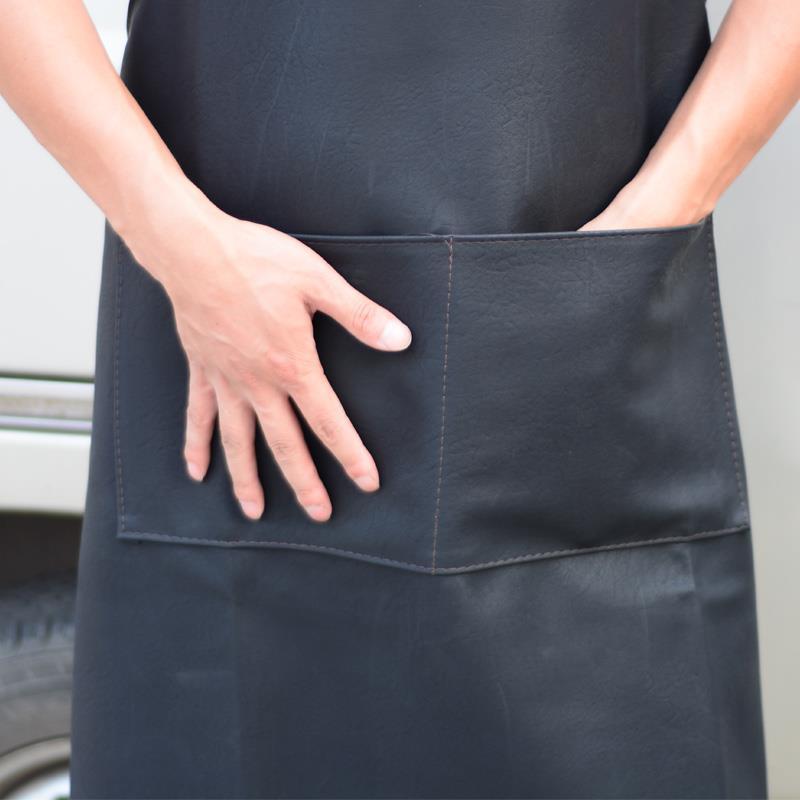 Strap Barmskin Waterproof and Oil-Proof Soft Leather plus Size Extra Long Wear-Resistant Work Clothes Unisex Kitchen Pu Leather Apron