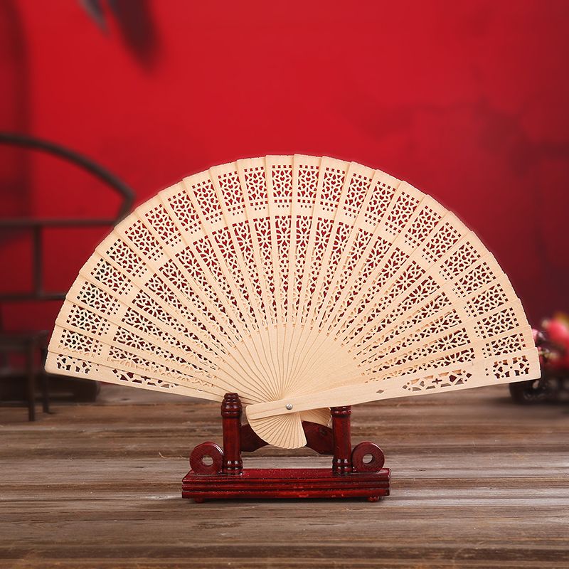 6-inch 7-inch fragrant wooden fan chinese style gifts sandalwood fan hollow out fan full wooden craft‘s fan dancing folding fan high-end folding fan