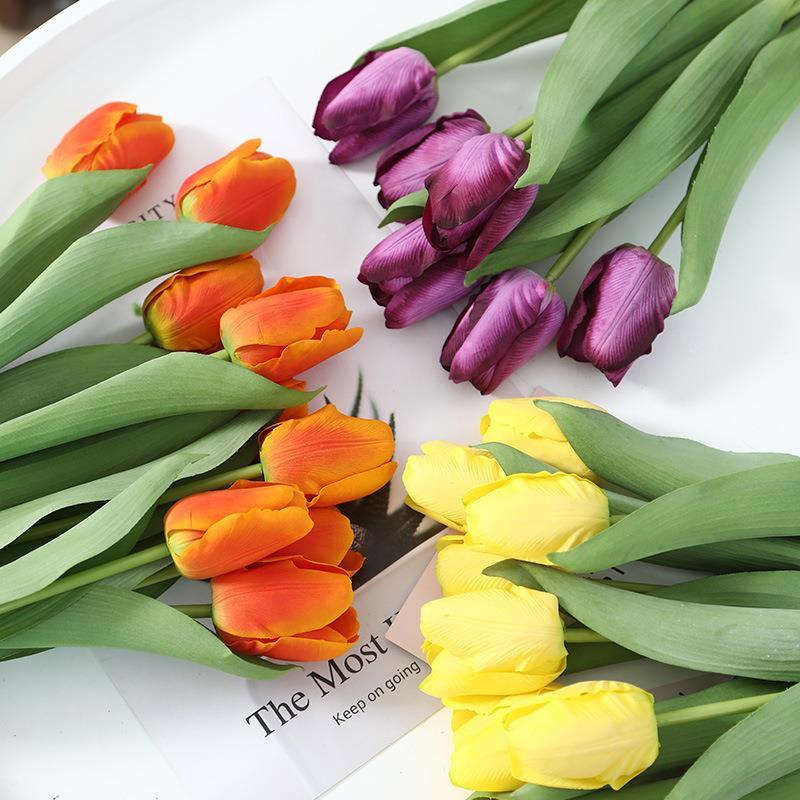 artificial flower hand feeling tulip decorative artificial flower exclusive for cross-border emulational plants and flowers