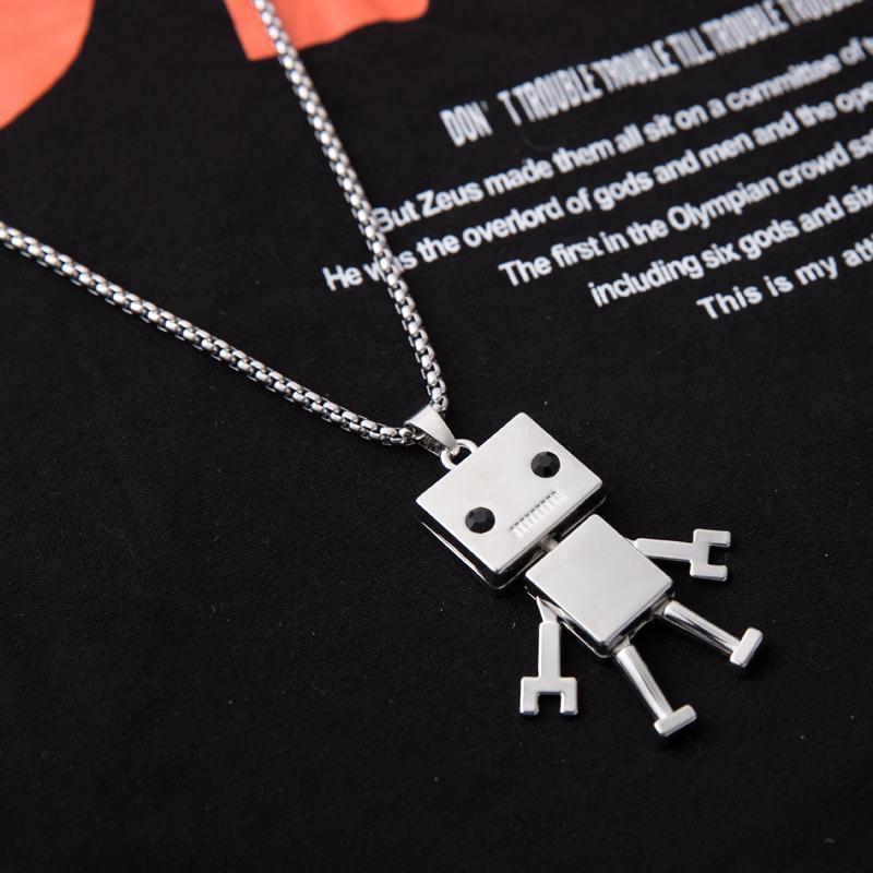 european and american ins cool earth disco hip hop robot necklace personality trendy men couple pendant sweater chain