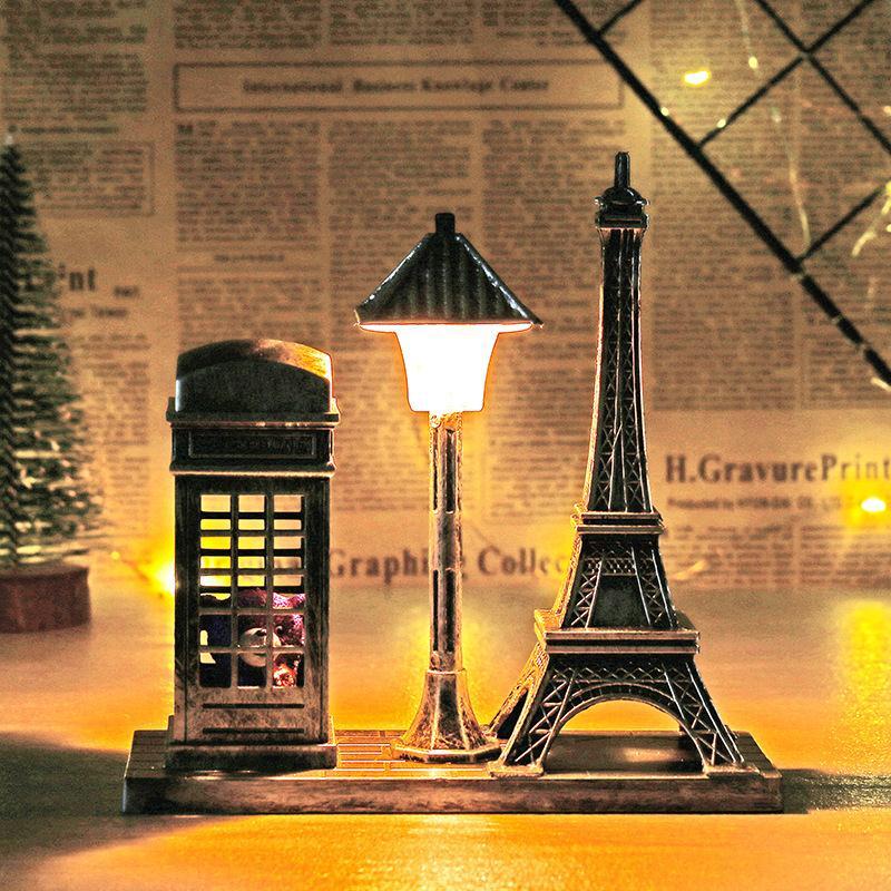 i0312 retro paris tower street lamp decoration 161 student gift table decoration small night lamp crafts