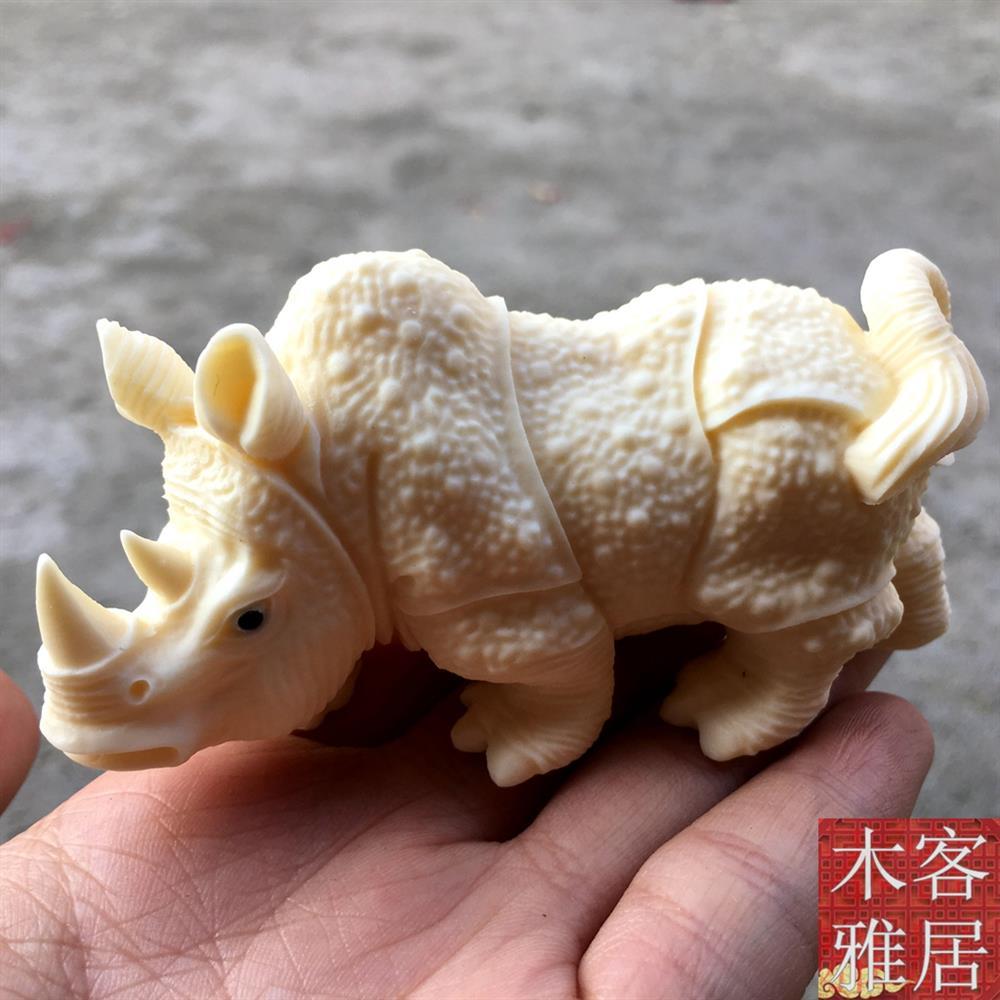 simulation ivory nut rhinoceros ornaments hand pieces playing cartoon ornament crafts animal rhinoceros craft tea ornaments pendulum