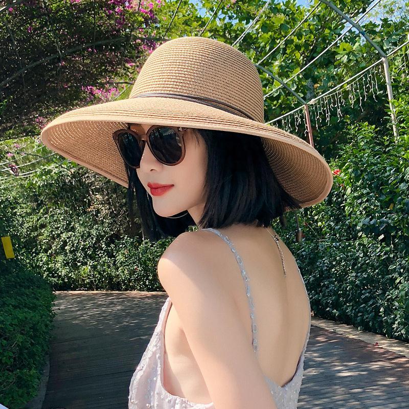 sun hat women‘s summer sun hat casual beach hat travel elegant sun hat big brim hat seaside cover face