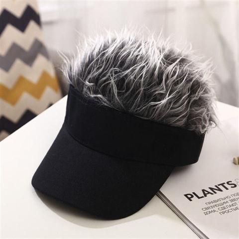 2019 Spring and Autumn Peaked Wig Baseball Cap Men's and Women's European and American Sun Hat Wig Hat TikTok Personality Funny Hat Fashion