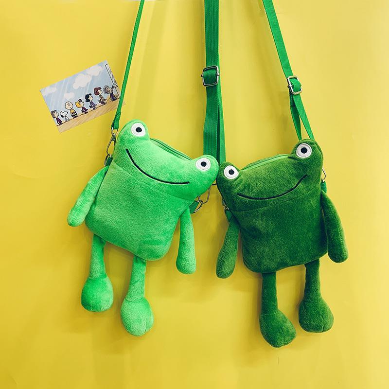 cartoon doll bag for girls 2023 new korean style funny frog messenger bag cute plush doll shoulder bag