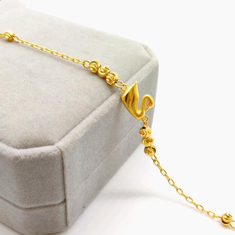 Summer New Brass Gold-Plated Anklet Female Little Swan Beads Vietnam Placer Gold Anklet Ornament No Color Fading