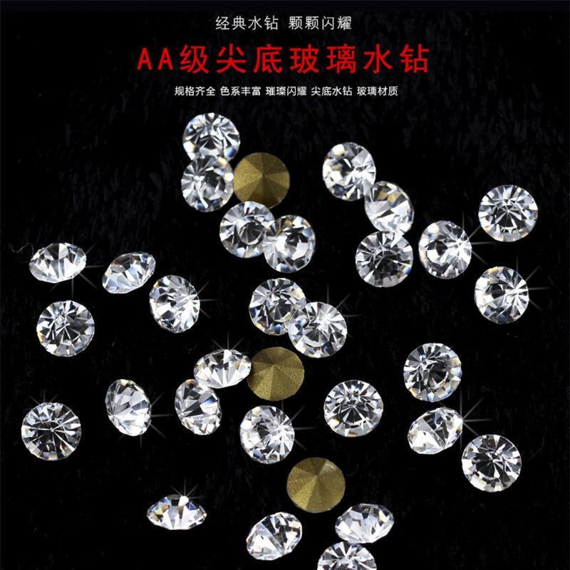 international trade a crystal white glass v-bottomed rhinestone diy nail ornament accessories imitation czech round v-bottomed rhinestone