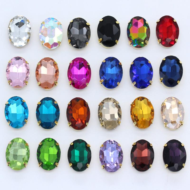 oval crystal rhinestones super flash color glass drill hand sewing drill handmade hair accessories diy wedding dress shoes and hats ornament accessories