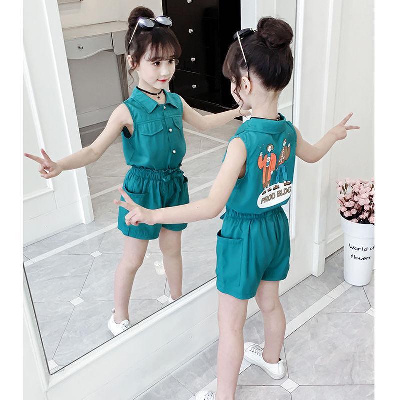 2020 girls‘ suit summer clothes super fashionable children‘s fashionable summer new internet celebrity children‘s clothing girls‘ shorts two-piece set