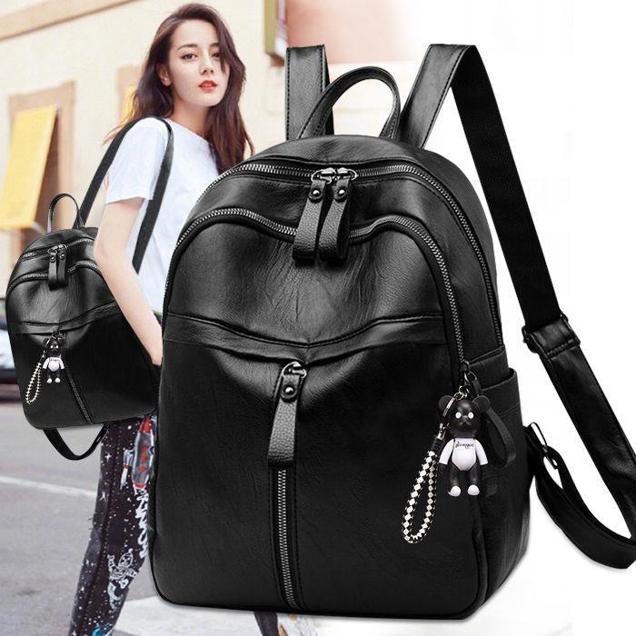 backpack women‘s large capacity internet hot korean style preppy style partysu backpack women‘s soft leather mummy bag 2024 new