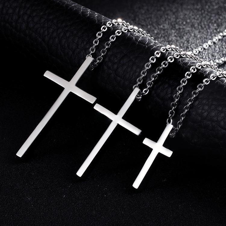 Diy Free Carved Pendant Simple Glossy Cross Pendant Korean Jewelry Titanium Steel Jewelry Wholesale