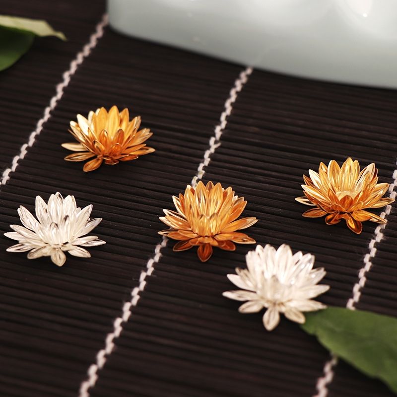 antique jewelry accessories diy handmade hanfu hairpin accessories multi-layer ten-leaf metal spot welding flower holder