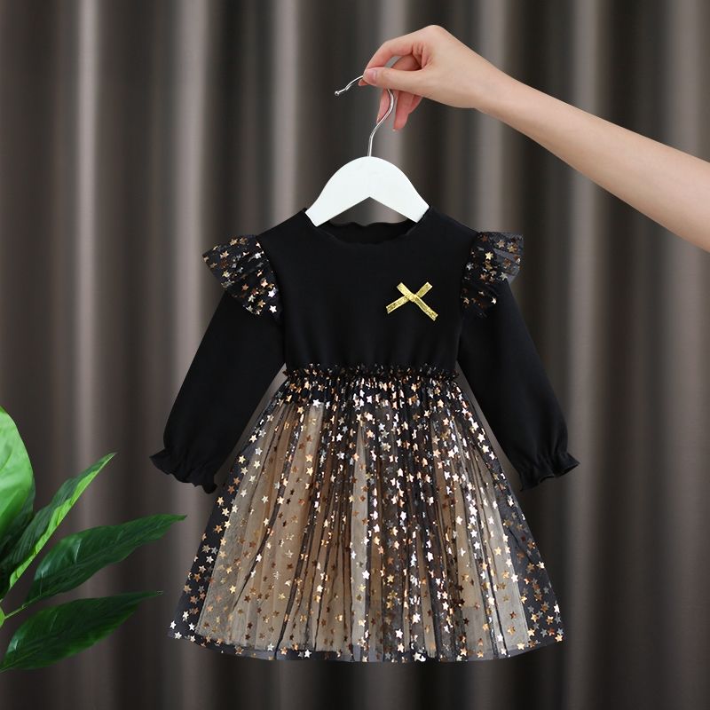 baby girl dress spring and autumn children‘s korean-style girls‘ cotton pettiskirt western style super fairy mesh princess dress fleece-lined