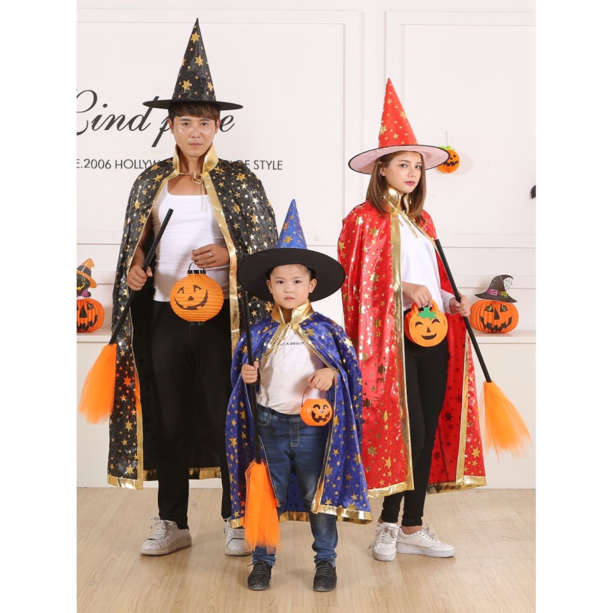 children‘s halloween costume witch cloak robe adult men witch clothes boy cospaly wizard robe female