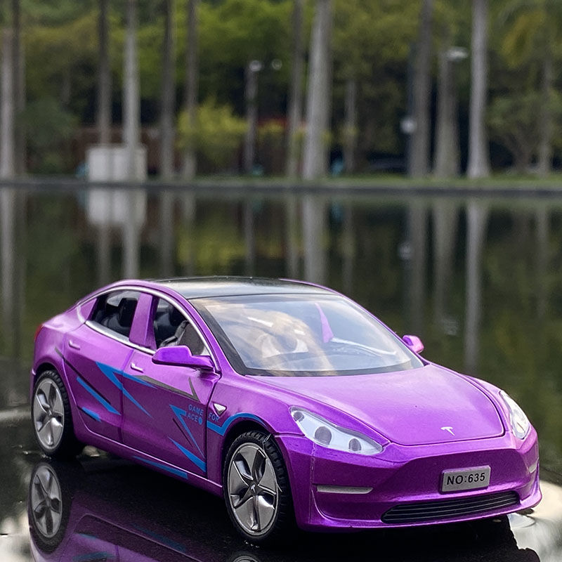 tesla model3 alloy toy car simulation 1/32 decoration model sound and light for children boy gift