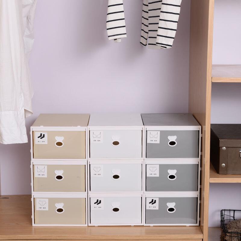 Drawer Desktop Storage Box Bra Socks Underwear Organizing Plastic Sheet Storage Box Jewelry Box Three-in-One Storage