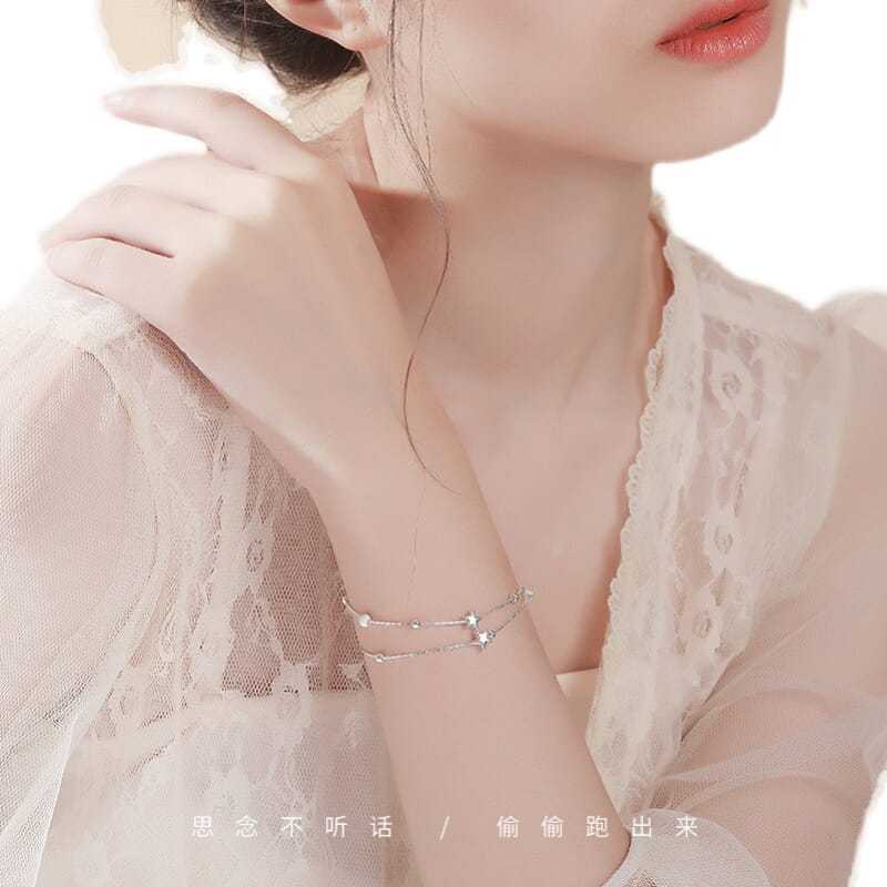 925 XINGX Bracelet Female Student Korean Style Simple Ins Niche Design Online Red Girlfriends Mori Girl Bracelet Female