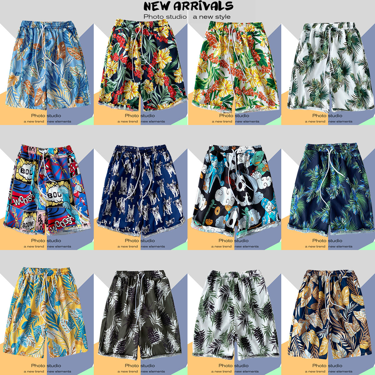 kobpt colorful pants summer beach pants sports quick-drying loose shorts japanese leisure fifth pants couple large trunks