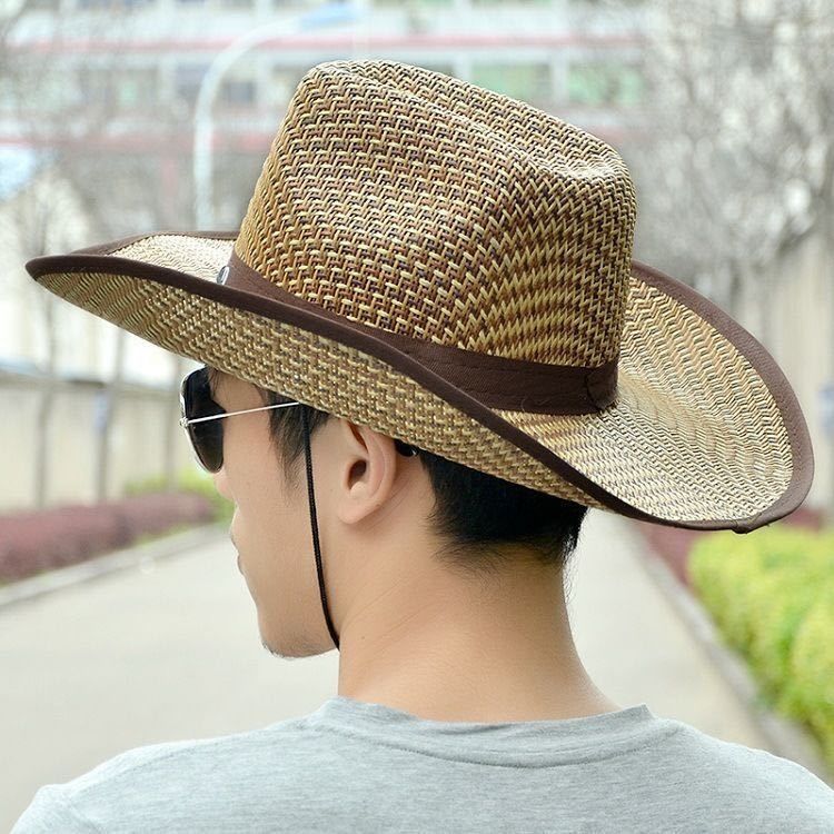 fishing cycling men's cowboy hat vaion summer beach wide brim hat female sun hat men's sun-proof straw hat