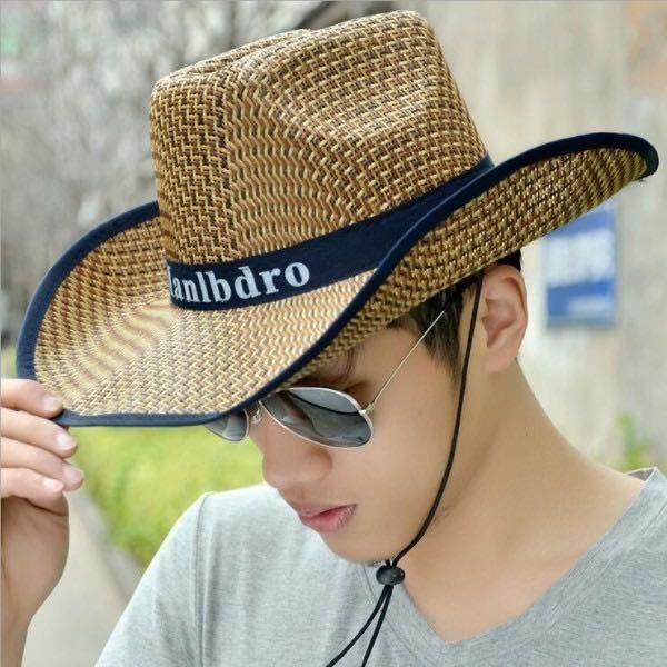 fishing cycling men's cowboy hat vaion summer beach wide brim hat female sun hat men's sun-proof straw hat