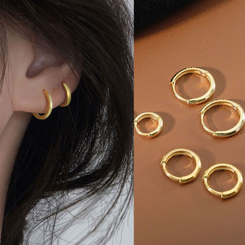 925 sterling silver glossy ear clip small women‘s anti-allergy elegant earrings circle ear bone stud earrings 2023 new