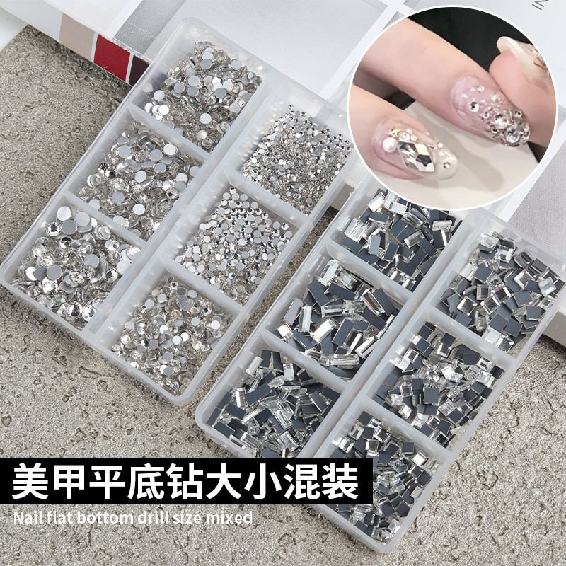 nail beauty flat bottom rhinestone ornament white glass rhinestone ab dream color nail diamond mesh red diamond square fancy shape diamonds boxed