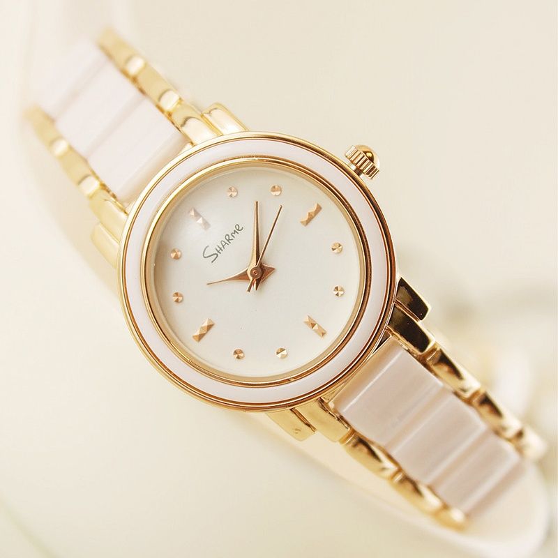 Genuine Women's Ceramic Watch Women's White Korean-Style Fashion Quartz Watch Fashion Casual Student Bracelet Watch Waterproof