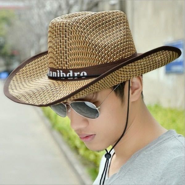 fishing cycling men's cowboy hat vaion summer beach wide brim hat female sun hat men's sun-proof straw hat