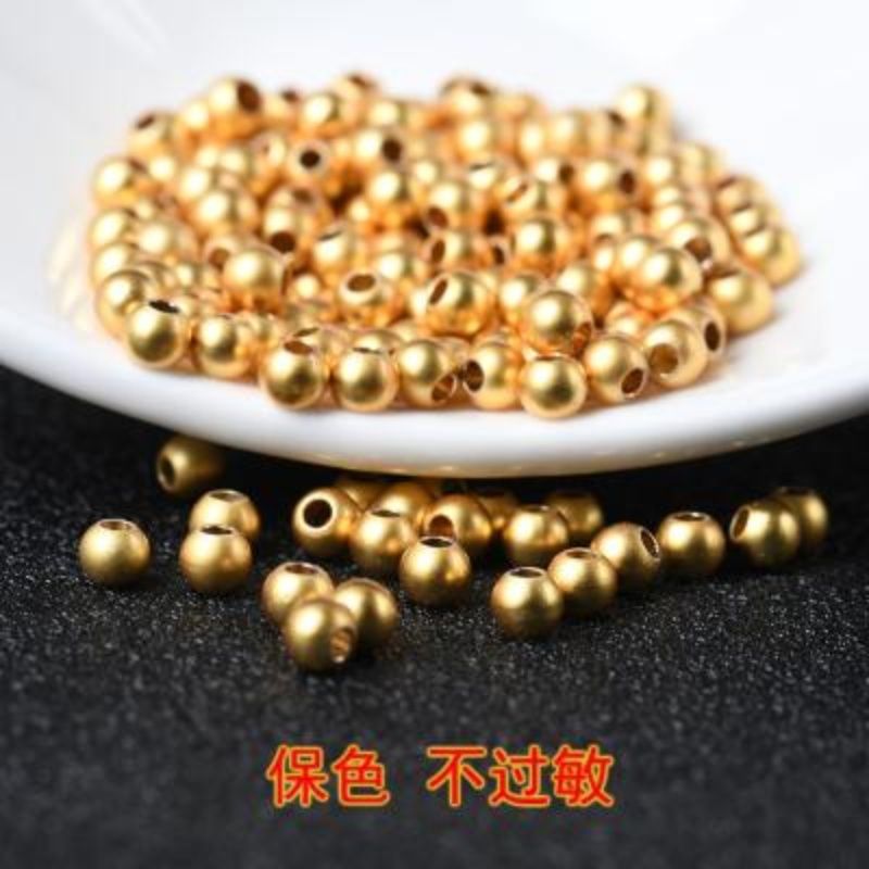 Vietnam Dull Polish Bag Golden Balls Matte Surface Golden Spacer Beads DIY Bracelet Jewelry Accessories Electroplating Frosted Surface Small Golden Beads Golden Balls